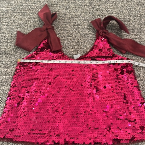 NWT Anthropologie Petite Maeve Sequin Tie Shoulder Top Sz LP - Picture 10 of 11